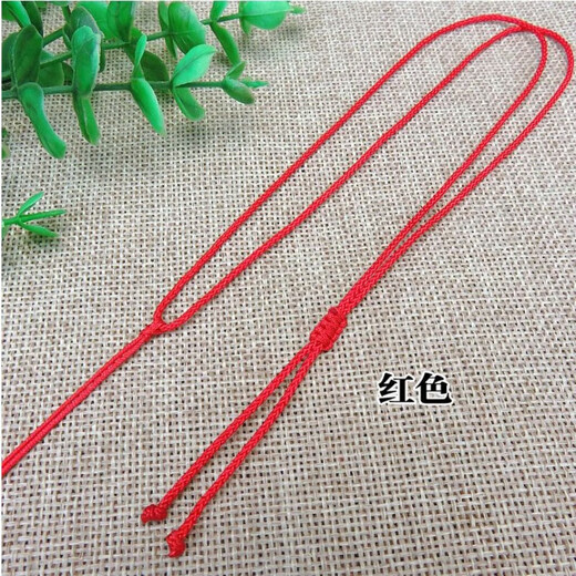 Hand-woven high-end flat-knot extended thin jade wire necklace rope simple men's and women's pendant lanyard accessories green rice beads red necklace rope