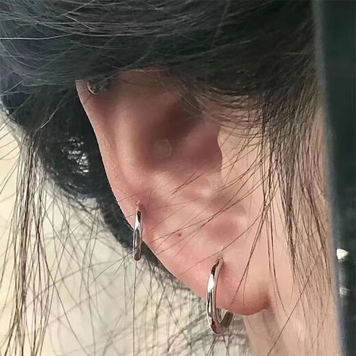 Pupan 925 silver earrings, earrings, bone studs, ear holes, niche plain hoops, circle earrings, earrings, studs, earrings for women 9 French plain hoops - no need to remove earrings, 8mm half pair 1 piece