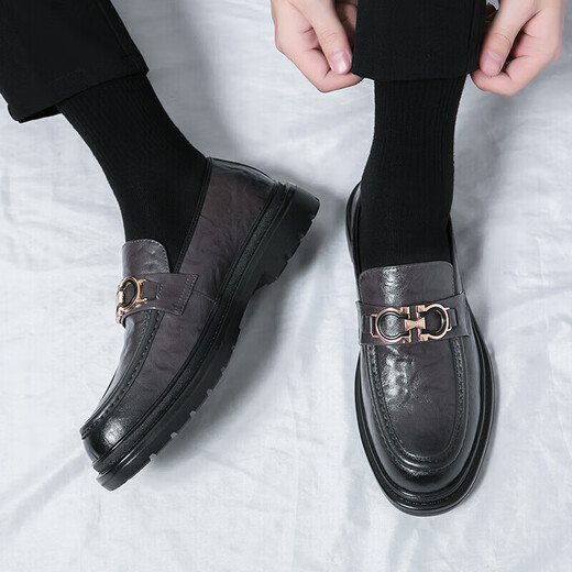 Fat Donglai DL Echtes Leder -Herren -Slipper Lazy Trend Frühlingsschuhe Britische Freizeitlederschuhe Doudou Wenzhou Lederschuhe 3518 Black_t.s.l Genauer Lederstil 38