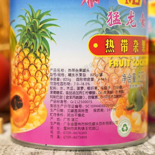 猛龙热带杂果罐头批发水果混合罐头披萨专用烘焙铁罐什锦水果罐头 猛龙杂果罐头825g2罐 罐体轻薄会变形介意慎拍