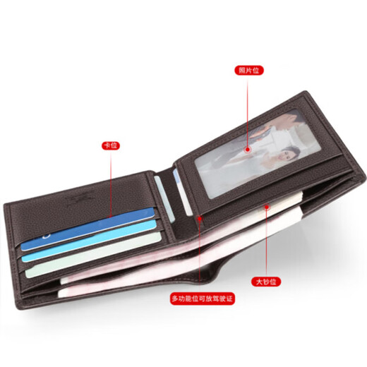
Seven Wolves Men's Genuine Leather Wallet 2025 New Simple Business Full Leather Wallet Young High-end Short Pure Cowhide Ticket Clip Metal Wolf Mark Brown