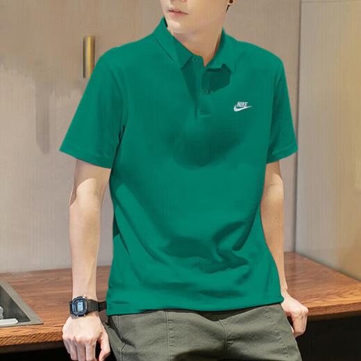 耐克（NIKE）春季POLO衫绿色短袖男翻领上衣纯棉T恤半袖 绿色FN3895-365  XL 150-180斤