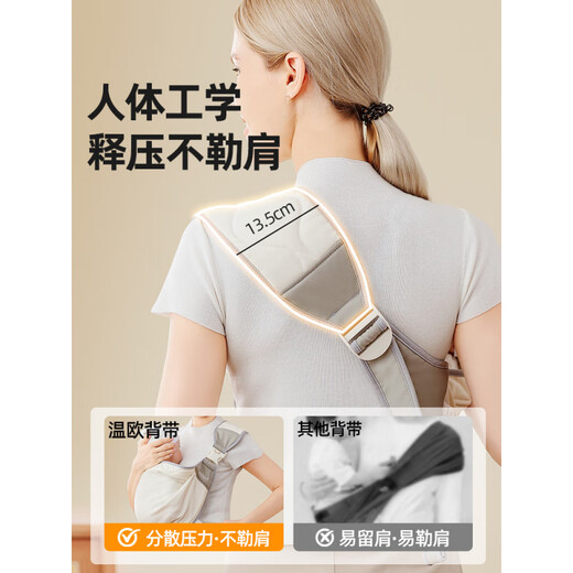 洽苒【德国】抱娃神器解放双手新生婴儿背带外出前抱式背娃小月龄 华夫格灰-透气款