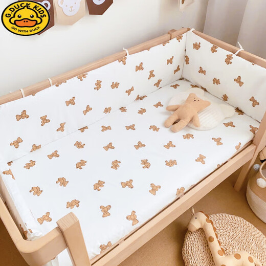 G.Duckkids Crib reines Baumwollbettumfang für Jungen und Mädchen Neugeborene Anti-Kollision Kinder Spleißbett Zaun Weiches Bag Bettwäsche Dessert Bär 30*61 Stücke