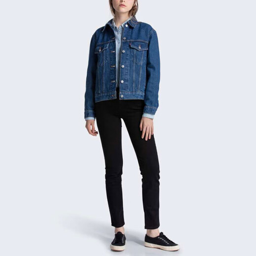 李维斯（Levi's）简约翻领长袖牛仔外套 女款 蓝色 蓝色 XS