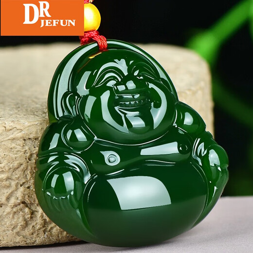 DRJEFUN Hetian Jade Buddha Pendant Women's Spinach Green Jade Maitreya Buddha Maitreya Jade Pendant Big belly Buddha Jade Pendant Necklace Model 1 M9857z