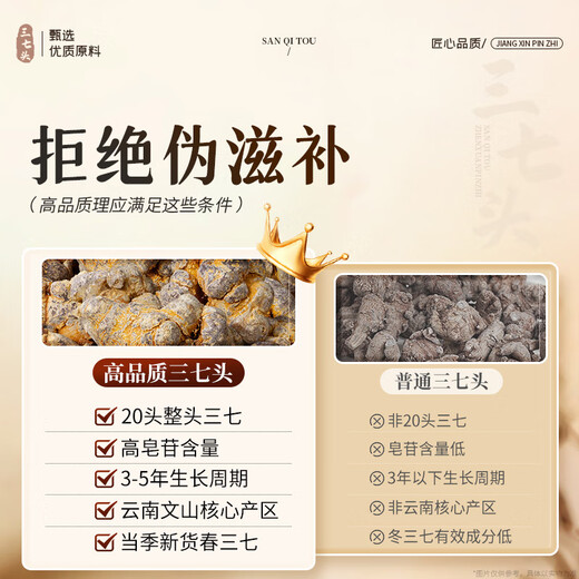 南同九坊南京同仁堂 20头带帽三七头云南文山三七头田七二十头中材滋药补