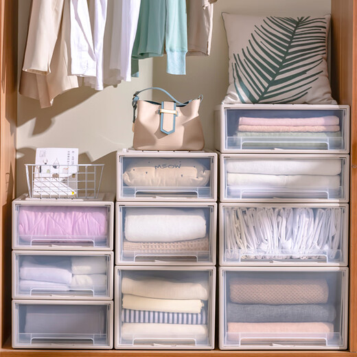 Originalkonzept des verdickten Plastikschubladenspeicherschranks transparenter Kleiderschrank-Kleidung Sortierbox Aufbewahrungsbox Haushaltsbekleidung Aufbewahrungsschrank 3523-47 [Länge 47x Breite 35x Höhe 23] 1