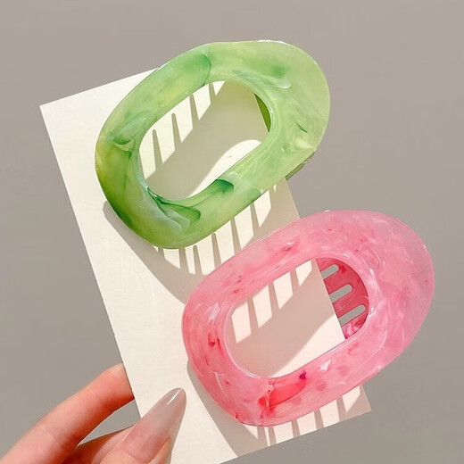 High-end acetic acid hairpin for women's back of head large duckbill clip 2025 new ponytail clip headwear hairpin grabber 6# marble pattern off-white