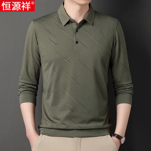 
Hengyuanxiang summer ice silk T-shirt men's long-sleeved 2025 new middle-aged and elderly casual lapel thin dad casual T-shirt 826 navy blue M 165