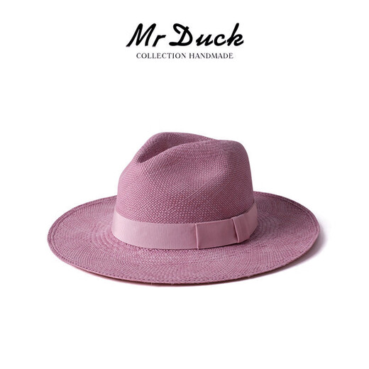 Mr DUCK Ecuador authentic Panamanian hat British gentleman jazz hat unisex wide brim hat sun hat Purple Tang color (8cm edge) M (55-58cm)