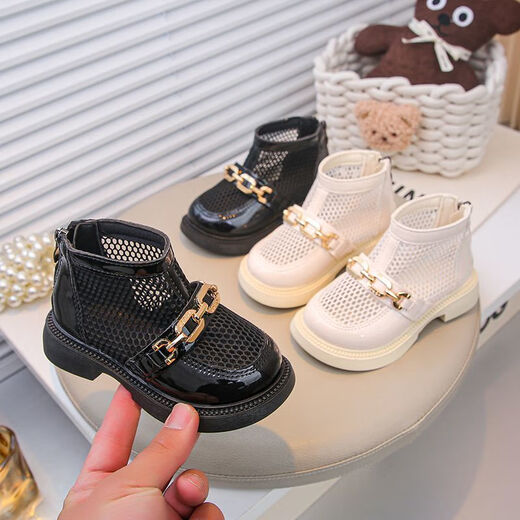 LiYunHouSe Girls Sandals 2025 Summer New Breathable Mesh Boots Little Girls Martin Boots Baby Boys Short Boots Children's Sandals Black Upgraded Version 23 Inner Length About 14.5cm