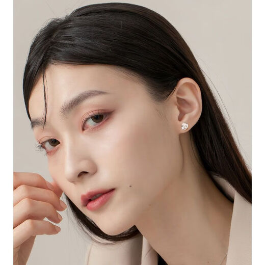 MHFDO999 sterling silver camellia earrings earrings pure silver sleep-free ear piercing screw ear jewelry S999 sterling silver camellia earrings 5.12g 10% off for a limited time