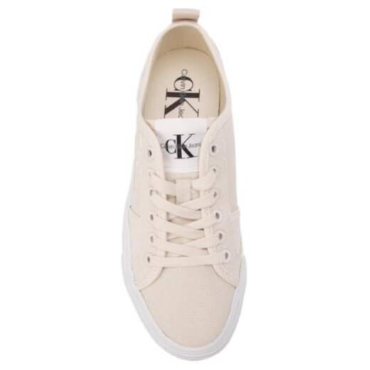 Calvin Klein simple letter printing thick sole low top canvas shoes for women off white 0GI-off white 39