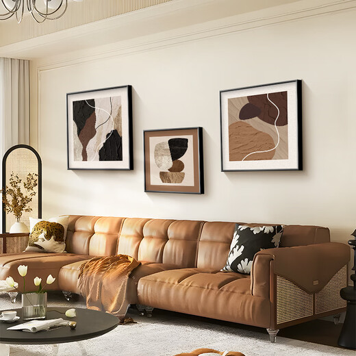 Ji Jian Ji modern minimalist living room decorative painting abstract art sofa background wall combination mural high-end large white wall hanging painting