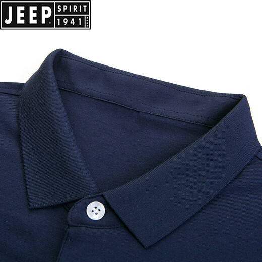 
JEEP SPIRIT2025 summer new pure cotton embroidered short-sleeved men's t-shirt striped casual lapel large size POLO shirt men 3523 dark green M 170/48
