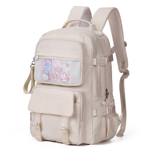 Japonés Juvenil High School Student School Bag Femenina de secundaria Mochila Gran capacidad Mochila Femenina de la escuela primaria Bolsa de hombro Mochila para alumnos del campus 12047 Hoshino Gray + 6 piezas Conjunto de muñeca de conejo
