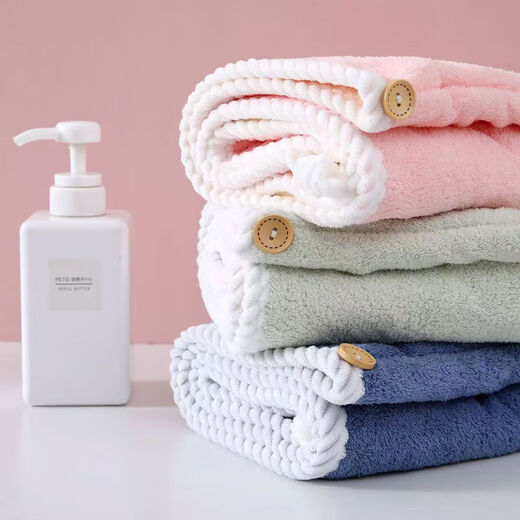 Thickened hair drying cap for women with 60cm long hair, super water-absorbent, new style, non-shedding, cute shower cap, head towel, upgraded thickened double-layer hair drying cap, pink 1 piece