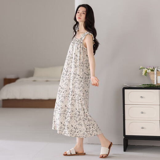 睡裙女士2025新款带胸垫夏季凉感莫代尔睡衣高档甜美可外穿超柔软 【XX-12003D】带胸垫碎花女款 XL （建议120-140斤）