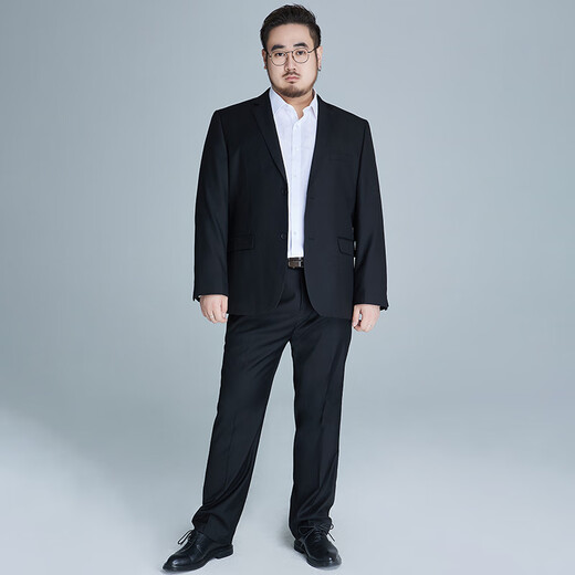 Ayo Fat Summer Thin Large Size Suit Men's Loose Formal Business Wedding Suit Black 6XL