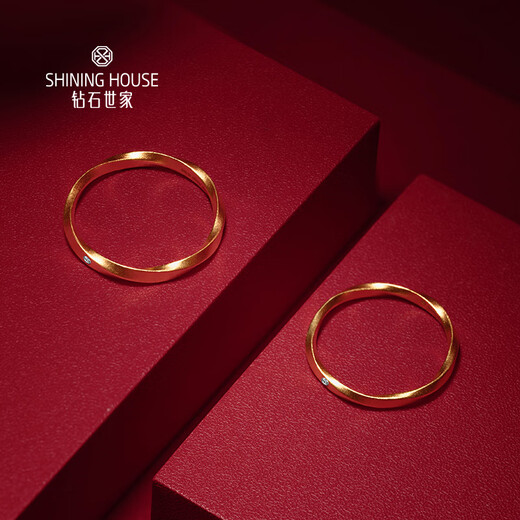 Diamond Family Xiaojinxi Endless Love Pure Gold Diamond Ring Couple Ring Gold Pair of Rings Proposal and Wedding Anniversary Customized 30-35 days Please contact customer service for details Women’s Ring Approximately 1.93g 0.2