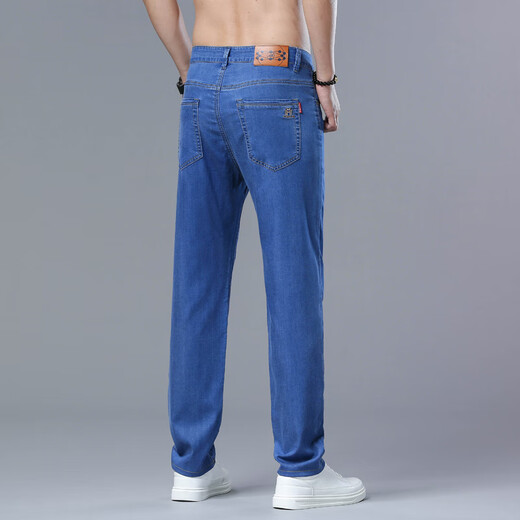 Ck Jeans Holle de la pierna recta de hombres Pantalones casuales de hombres 2025 Pantalones delgados de verano Alto 9902 Azul claro + 9902 Azul claro 28 dos pies uno