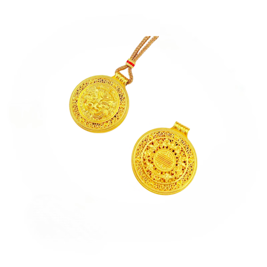 YIBIY gold-plated silver Unicorn Pi Xiu Eight Treasures Compass Pendant for Women Solid Hollow Lucky Pendant Necklace Collarbone Sweater Chain Unicorn Pi Xiu Eight Treasures Compass Pendant (Free Black Rope