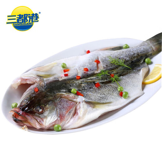 Sandu Port Frozen Sanlu Sea Bass 1Jin Jin is equal to 0.5kg 1 piece (free package) Deep sea fish Fresh fish Seafood New Year's goods