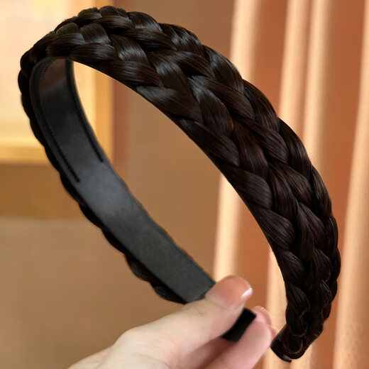 Shijun (SHIJUN) headband headwear for women high-end 2025 new wig hairband pressed hairpin hair bundle twist braid hair hole fish 02# black brown