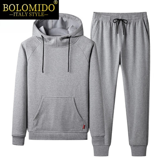 Bolomido高端奢侈品男装高档运动套装男士春秋季新款开衫卫衣外套两件套 N0711灰色套装 4XL