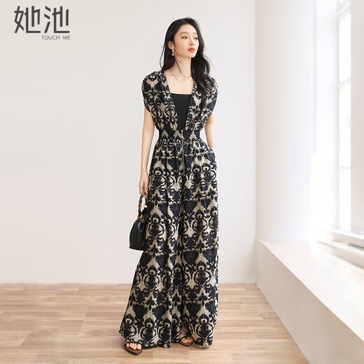 她池高腰连体裤2025夏装新款通勤宽松长款大码女装阔腿裤