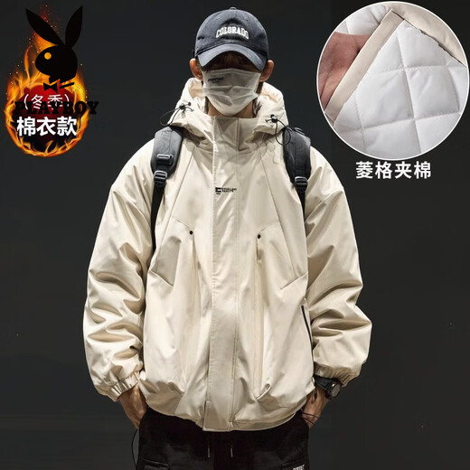 花花公子（PLAYBOY）冲锋外套男女春秋季痞帅轻量户外登山服男美式复古工装夹克男装 745紫色 夹克 L (推荐120-145斤)