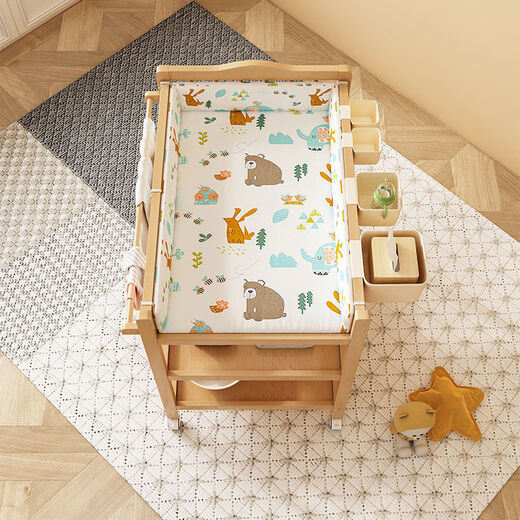 Songchao Aijia solid wood diaper table multi-functional removable baby care table newborn baby touch table diaper changing artifact all beech wood three-layer regular model + cotton pad