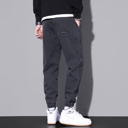 Playboy (PLAYBOY) summer thin casual pants for men American fashion brand foot work pants 2025 new loose gray sports pants 9859 gray + 9859 gray M