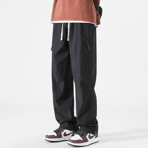 Jean-vis Sommer dünne Ice Seide Schnelltrockne Sport und Freizeithose Herren-Gerade-Leg-Design 9221 Khaki M.