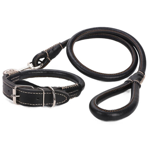 Huaneng Dog Rope Large Dog Labrador Golden Retriever Dog Walking Rope Collar Set Medium Dog Leash Black L (40-70Jin Jin is equal to about 0.5 kg)