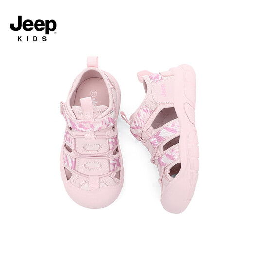 Jeep children's sandals outdoor boys breathable river shoes 2025 summer new girls non-slip toe beach shoes pink 32 shoes inner length about 19.4cm