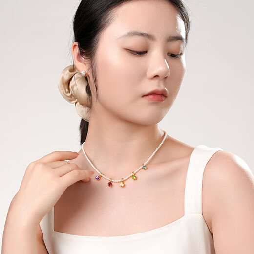 Daila green olive gemstone pendant freshwater pearl necklace perfect round flawless strong light female clavicle chain daily versatile commuting style