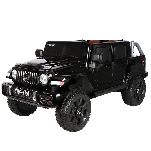 Junyi Mercedes-Benz children's electric car toys Mercedes-Benz pickup truck electric car rides a child's car remote control four-wheel off-road high-end red hard tires + large battery + four-driver + leather pictures 150 children's songs Shunfeng