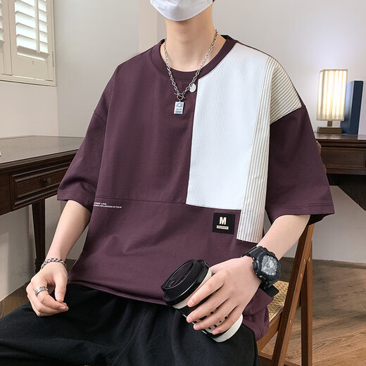 TTPMER SUMME Brand à tendance Couleur contrastée T-shirt à manches courtes T-shirt Men's Youth LoUt Style D693 [haute qualité] blanc M recommandé 90-105 Jin [Jin est égal à 0,5 kg]