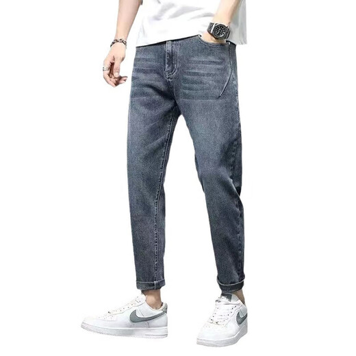Coole Jeans für Männer 2025 Frühlings- und Herbst neue losen Casualhosen für Männer gerade neunkritische Strecke Harem Hosen 3688 Blaugrau 31