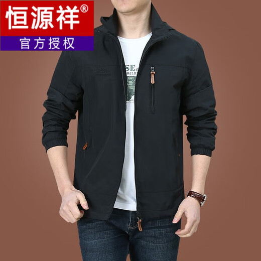 Hengyuanxiang Herrenkleidung Outdoor Herrenjacke Herbst und Winter 2022 Neues Herbstkleidung im mittleren Alter im mittleren Alter und 9898 Dunkelblau und Velvet XL
