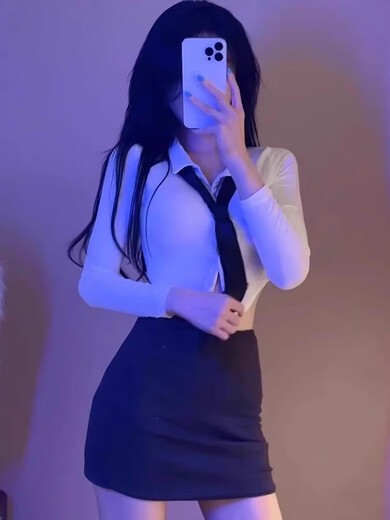 ROSELEX吊带睡衣性感男士内裤性感私密情趣镂空内裤丁字裤男性感衣服擦边 性感领带秘书装+过膝网袜 S码 【建议体重80-95斤】
