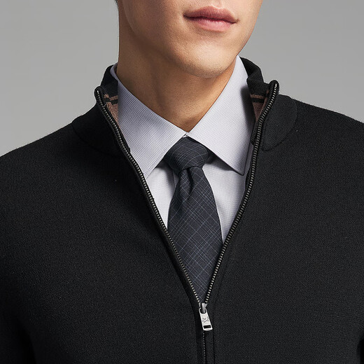 Youngor Sweater Men's Wool Blended Stand Collar Sweater Jacket Cardigan Suede Full Warm Comfort 2025 New Arrival Style Black VWHW619962ALA XL 110cm (Recommended 165-180Jin Jin equals 0.5kg)