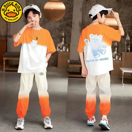 G.DuckKids Boys Traje de verano de moda de verano Pantalones de mosquito de manga corta Pantalones de manga corta Mosquito de tamaño mediano Conjunto de dos piezas de dos piezas de tamaño mediano YY1039 Azul 160 150-160cm