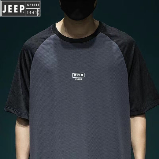 
JEEP SPIRIT ice silk mesh raglan sleeve men's short-sleeved T-shirt men's summer loose large size thin breathable quick-drying sports top [ice silk quick-drying] 844 dark gray T-shirt 2XL Recommended 140-160Jin [Jin equals 0.5 kg]