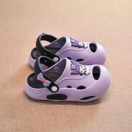 
Kulomi Girls Slippers Hole Shoes Summer 2025 New Children's Princess Beach Shoes Wear Anti-Slip Wading Shoes Purple Size 33
