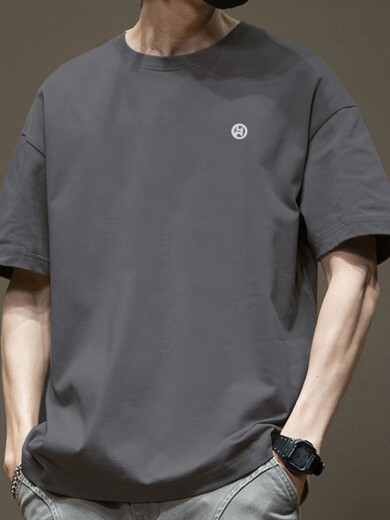 GXG trendiges amerikanisches Kurzarm-T-Shirt für Herren im Sommer, reine Baumwolle, Rundhalsausschnitt, vielseitig lässig, 2025 neue trendige Marke, lockeres T-Shirt im Hongkong-Stil, weiß – 1365 Kurzarm – 100 % Baumwolle. S empfohlen 80–110 Jin Jin entspricht 0,5 kg