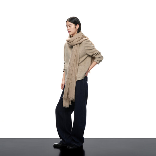 
ERDOS 25 early autumn worsted cashmere fashionable casual simple women's shawl scarf earth camel 200cmX100cm