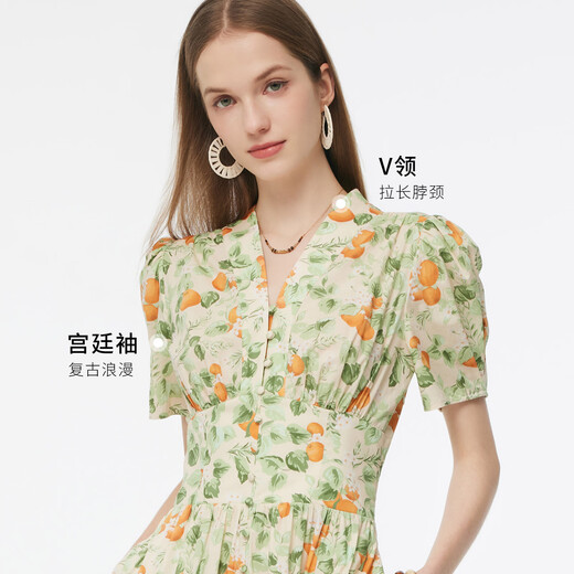 歌莉娅连衣裙女出游穿搭2025新款夏日多巴胺绝美小裙子1E5C4K690 8CD夏梦金橘 XL